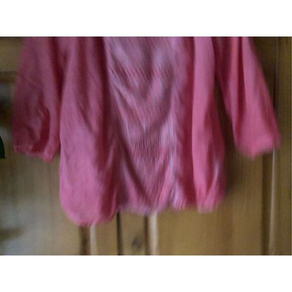 Valerie Stevens coral pink crochet front panel  blouse SZ M - Picture 6 of 12